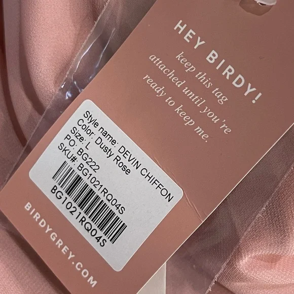 NWT Birdy Grey Dress DEVIN CONVERTIBLE Dress CHIFFON DUSTY ROSE Large Formal - Picture 8 of 8